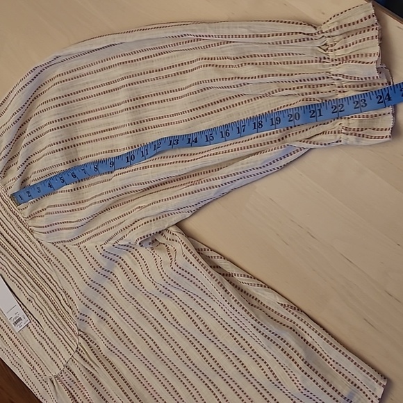 NWT Elizabeth and James Boho Striped Brown and Off-white Peasent Blouse - Picture 16 of 17